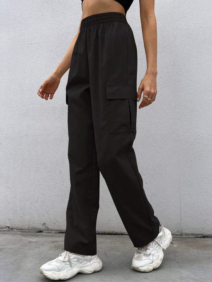 Elastic Waist Non Stretch Cargo Pants