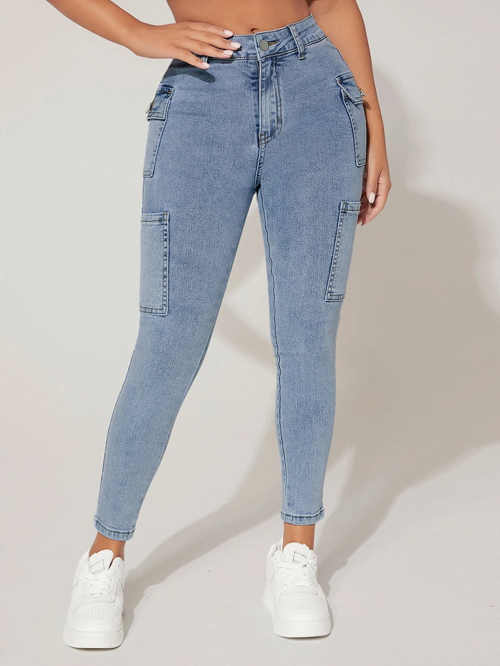 Side Cargo Jeans With Flap Pockets
