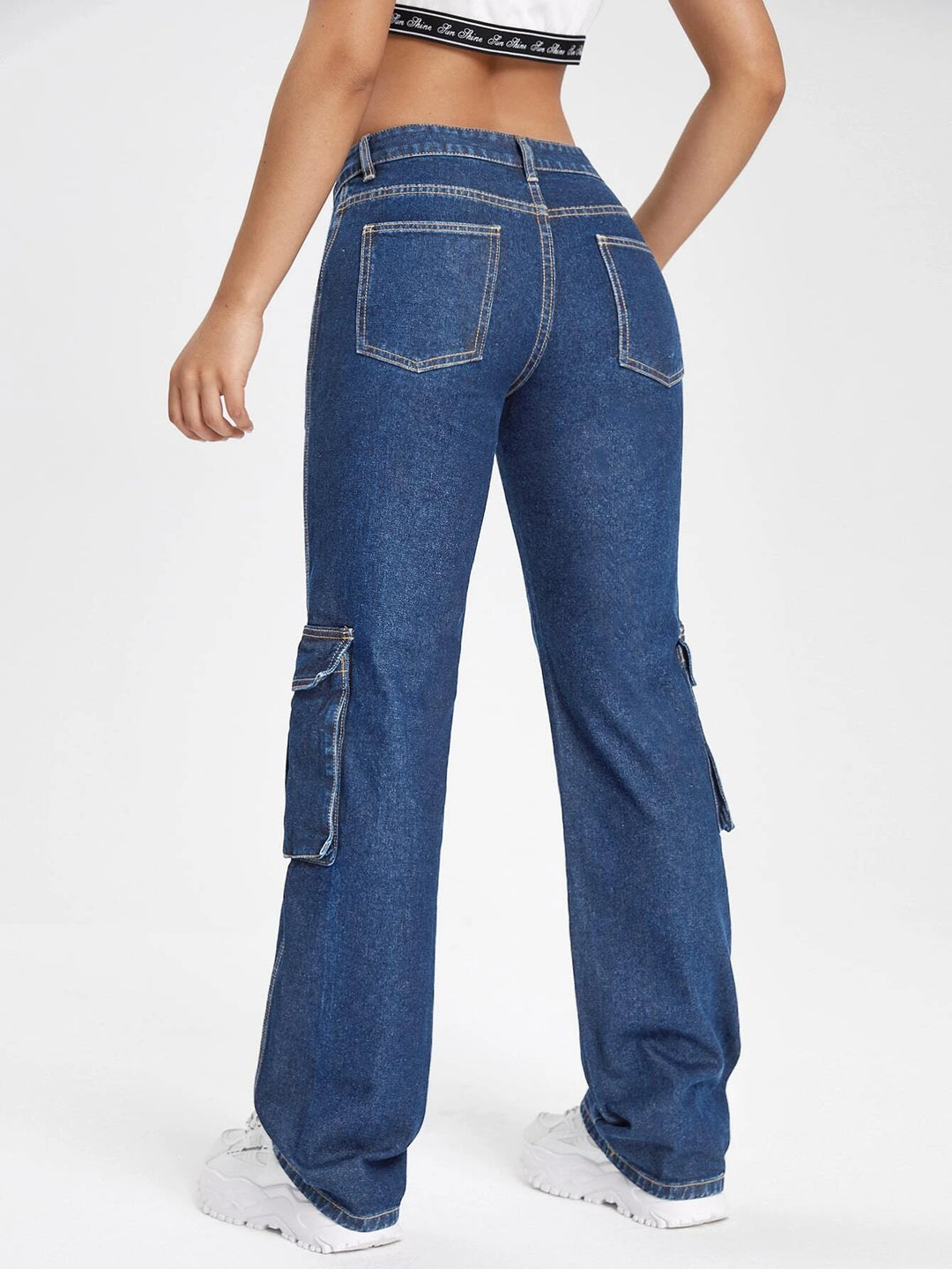 Drop Waist Flap Pocket Cargo Jean