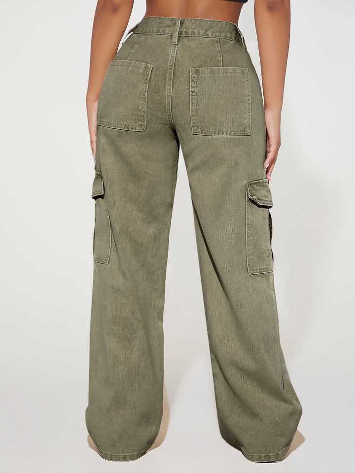 Plain Flap Pocket Cargo Jeans