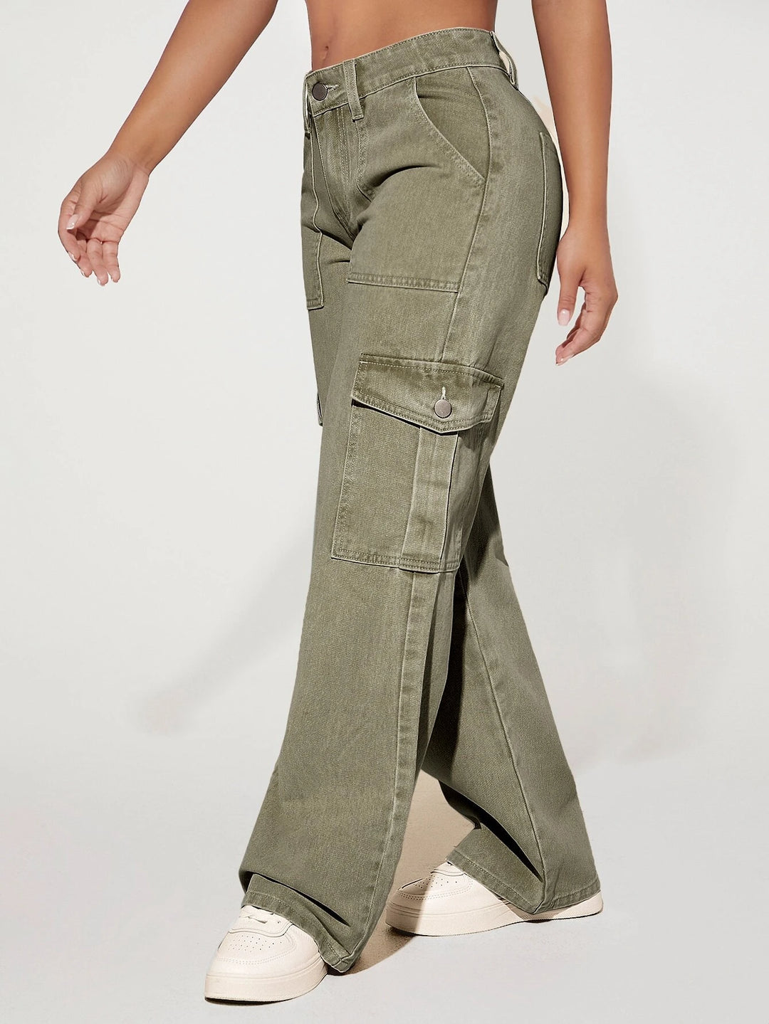 Plain Flap Pocket Cargo Jeans