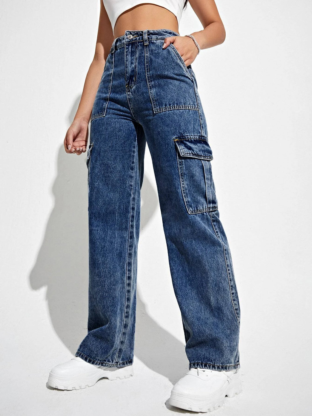 Flap Pocket Cargo Jeans