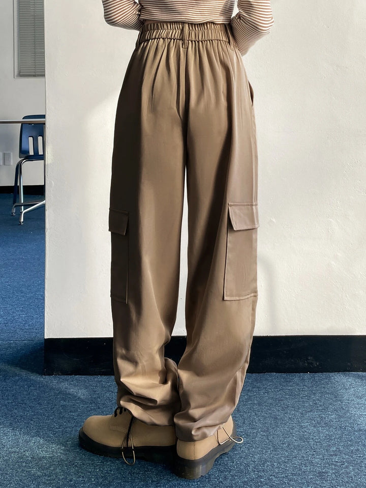 Flap Pocket Drawstring Hem Cargo Pants