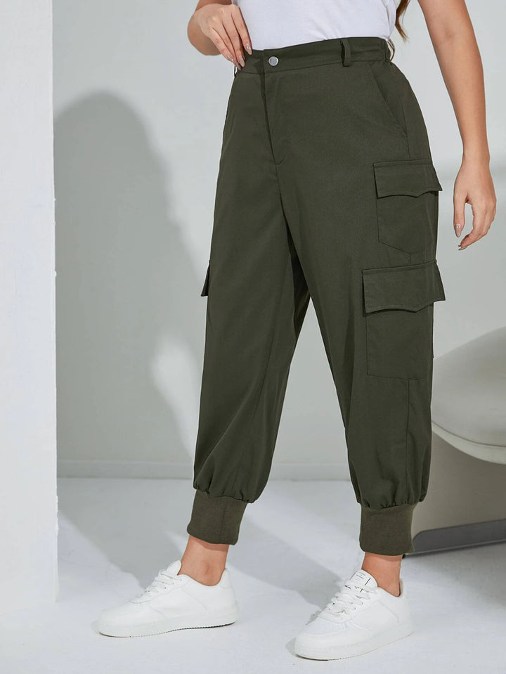 Flap Pocket Casual Green Cargo Pants