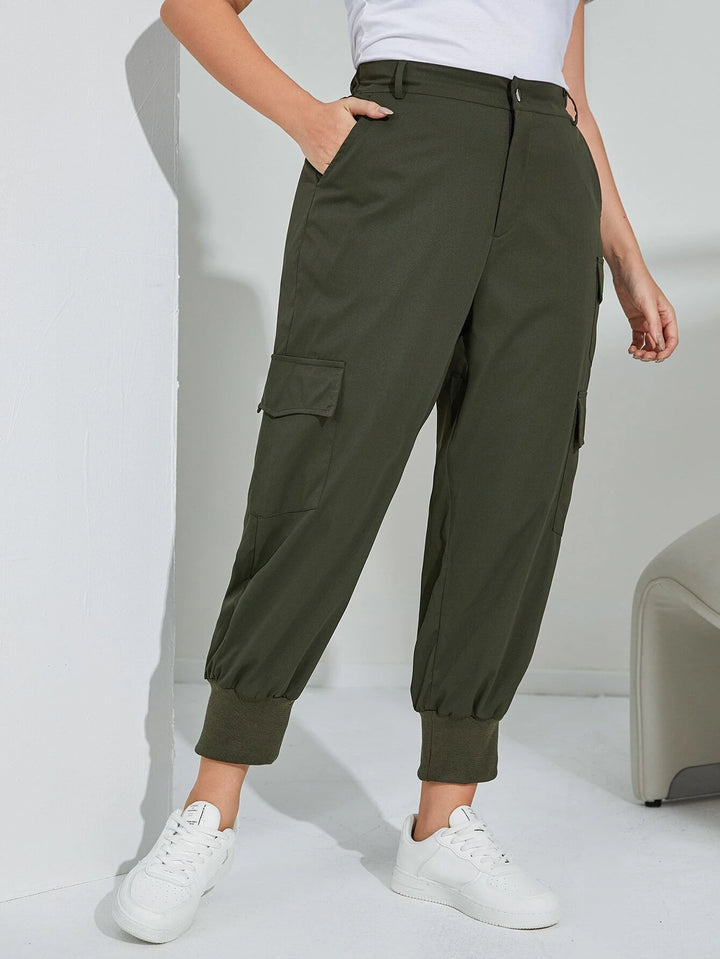 Flap Pocket Casual Green Cargo Pants