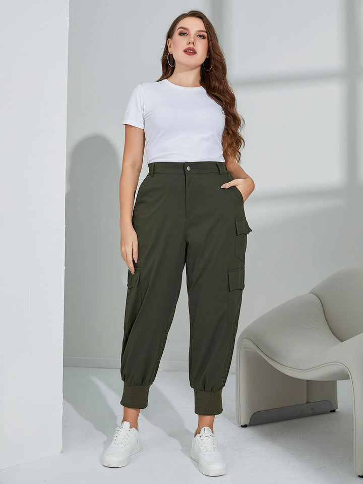 Flap Pocket Casual Green Cargo Pants