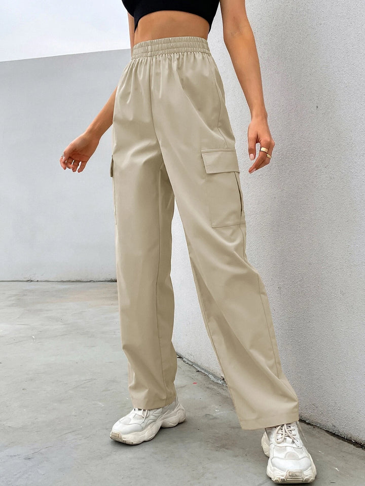 Elastic Waist Non Stretch Cargo Pants