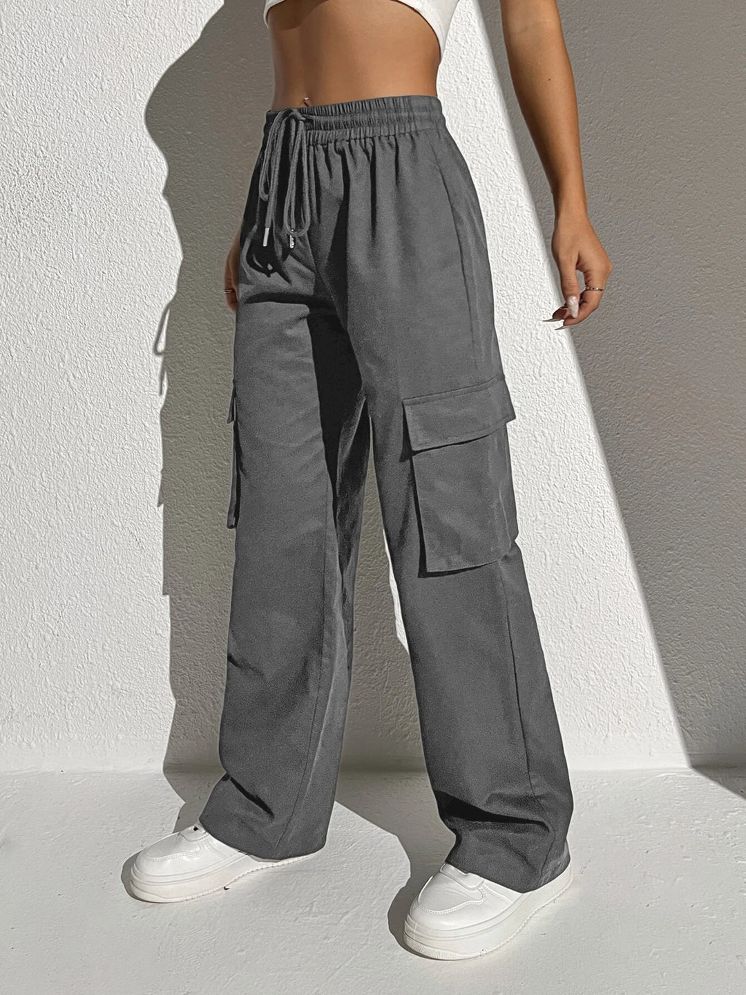 Plain Waist Cargo Pants