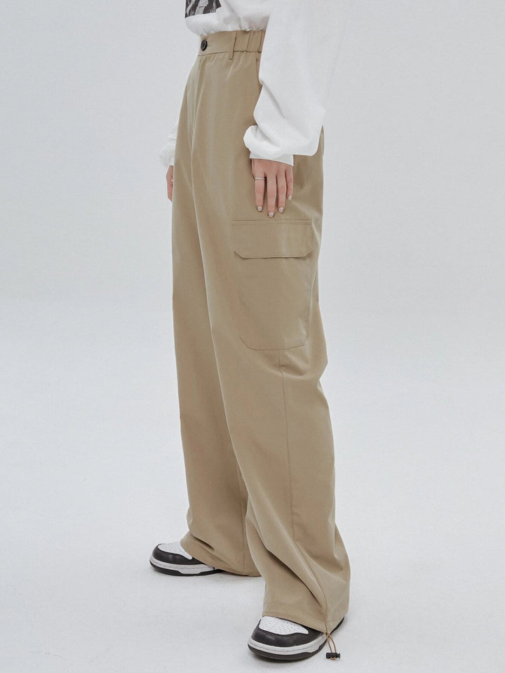 High Waist Non Stretch Cargo Pants