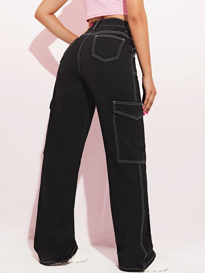 High Waist Side Pocket Jeans