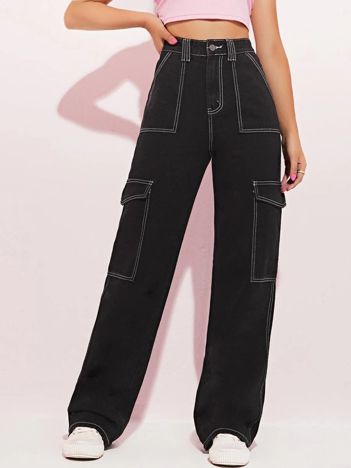 High Waist Side Pocket Jeans