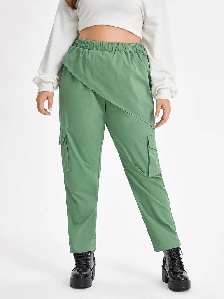 High Waist Flap Pocket Pants