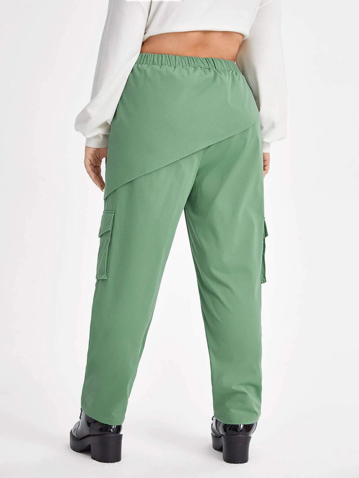 High Waist Flap Pocket Pants