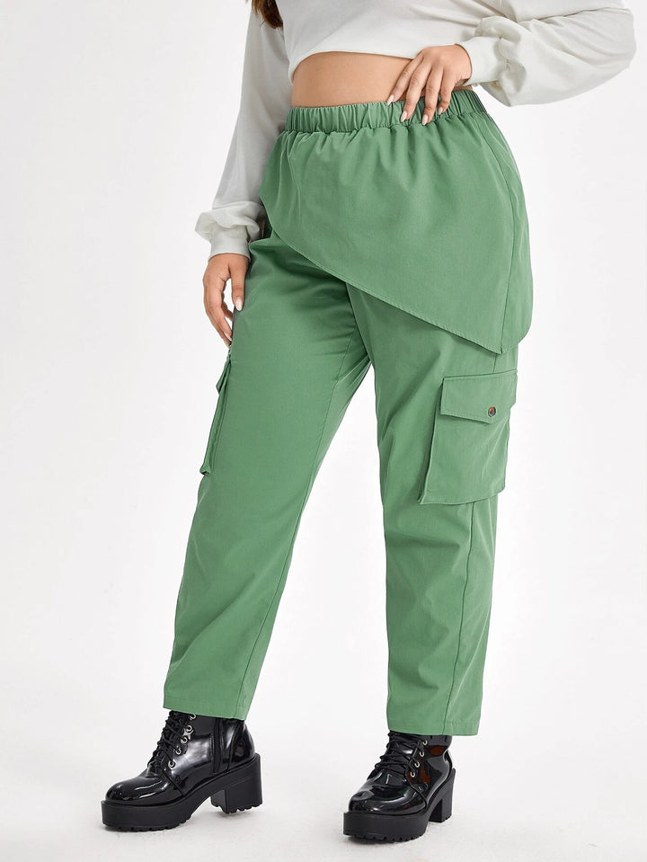 High Waist Flap Pocket Pants