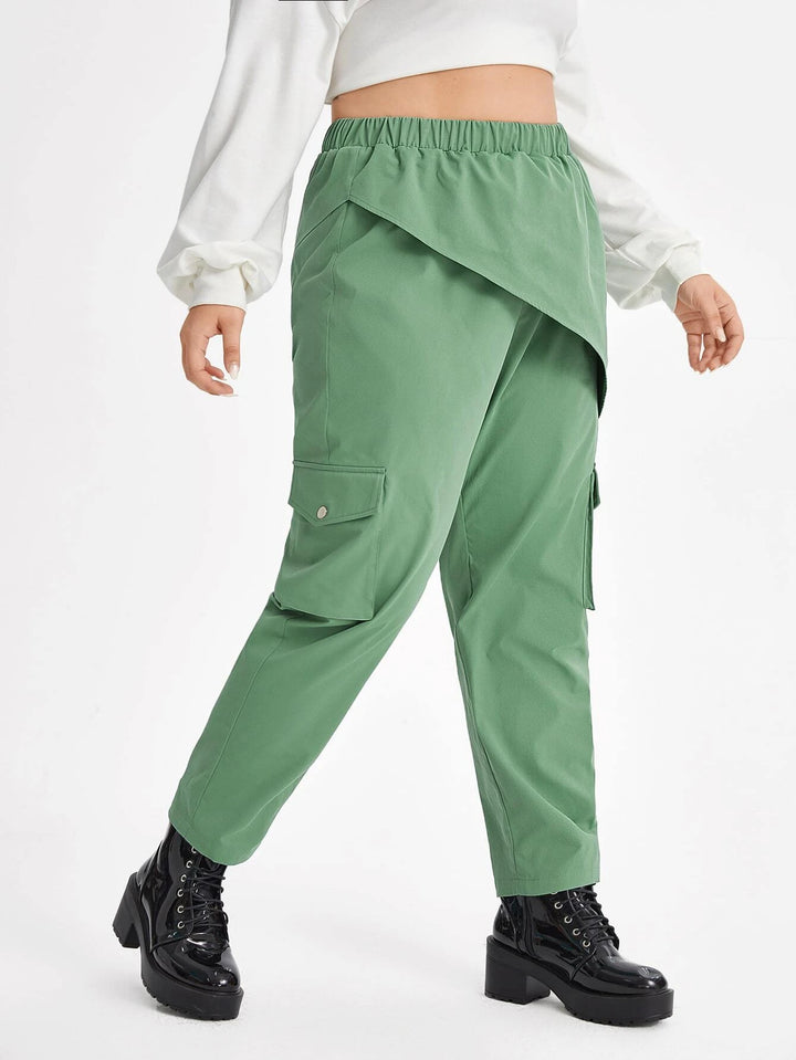 High Waist Flap Pocket Pants