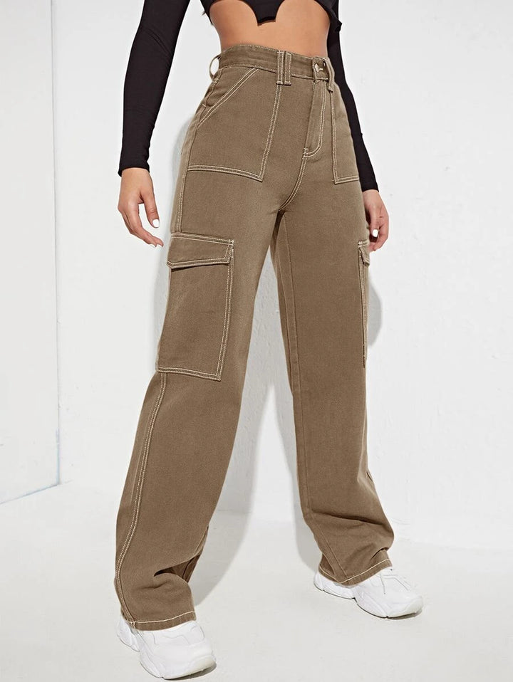 Trendy High Waist Side Pocket Jeans