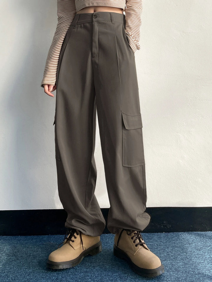 Flap Pocket Drawstring Hem Cargo Pants