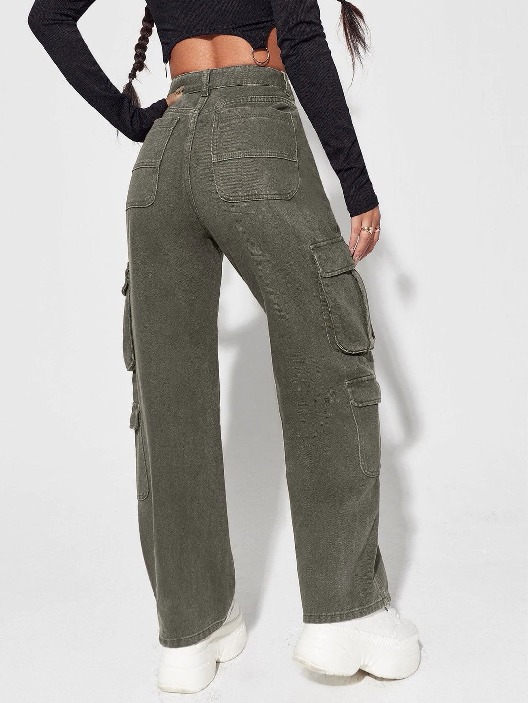 High Waisted Cargo Jeans