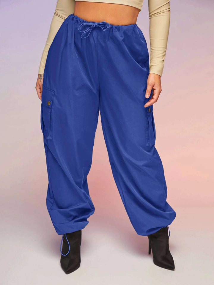 Drawstring Waist Parachute Cargo Pants