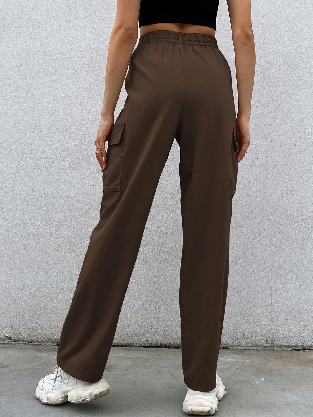 Elastic Waist Non Stretch Cargo Pants