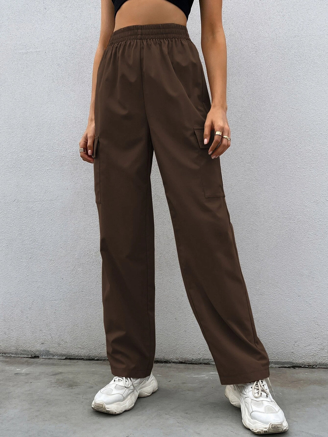 Elastic Waist Non Stretch Cargo Pants