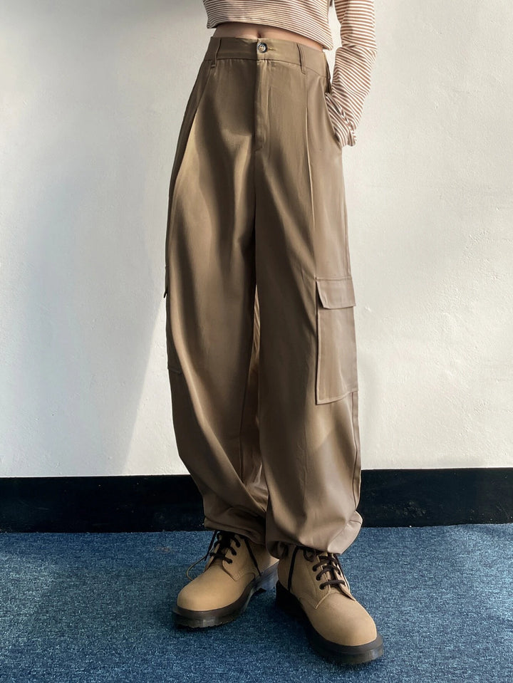 Flap Pocket Drawstring Hem Cargo Pants