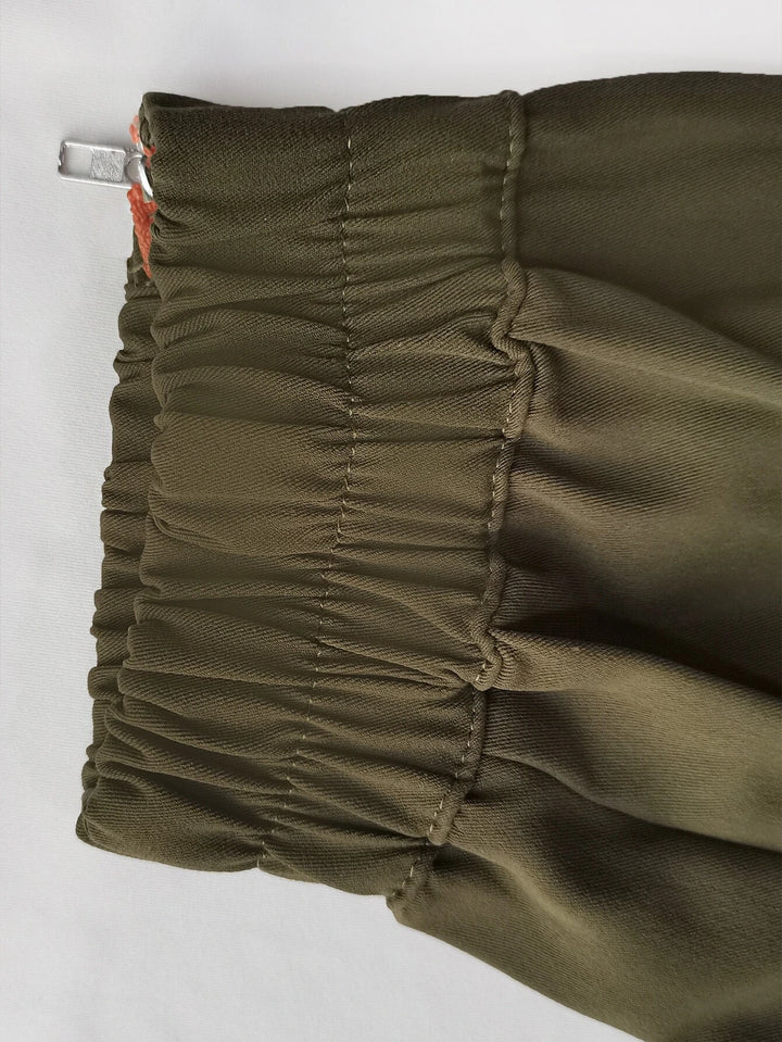 High Waist Solid Flap Pocket Cargo Pants