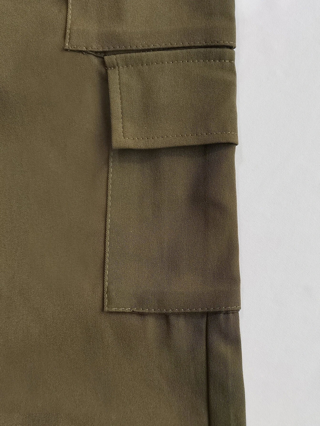 High Waist Solid Flap Pocket Cargo Pants