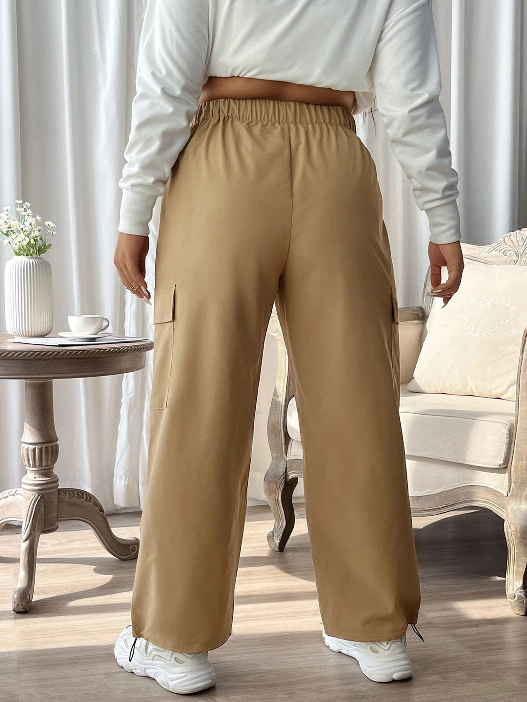 High Waist Flap Pocket Cargo Pants