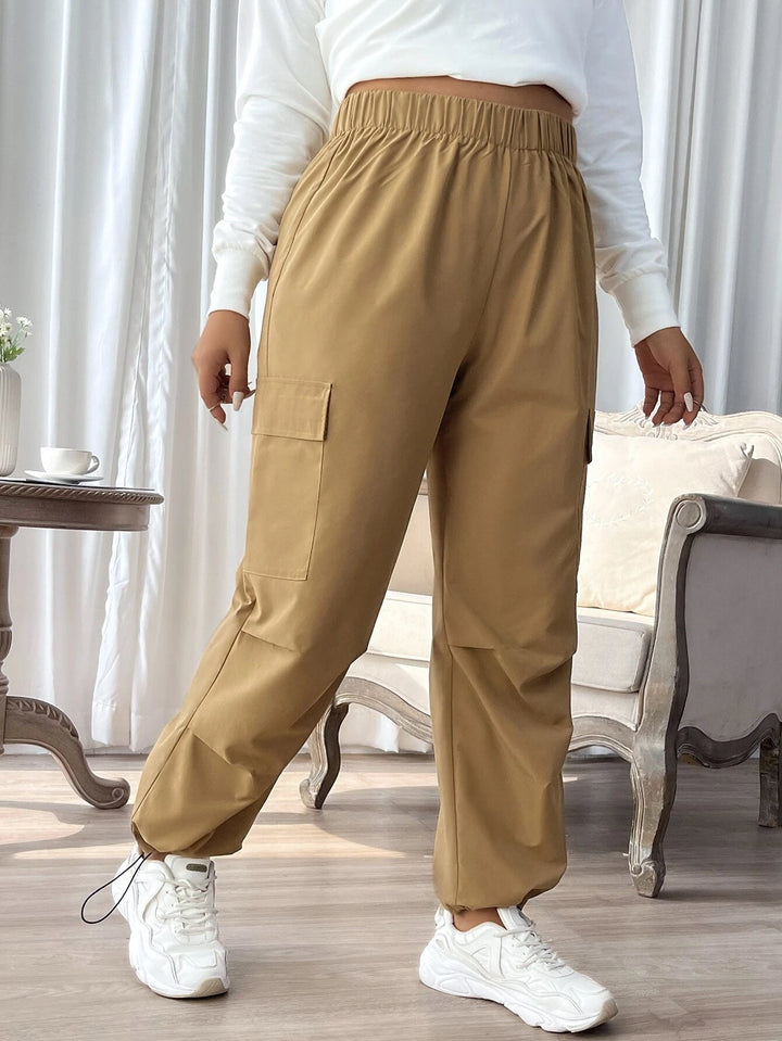 High Waist Flap Pocket Cargo Pants