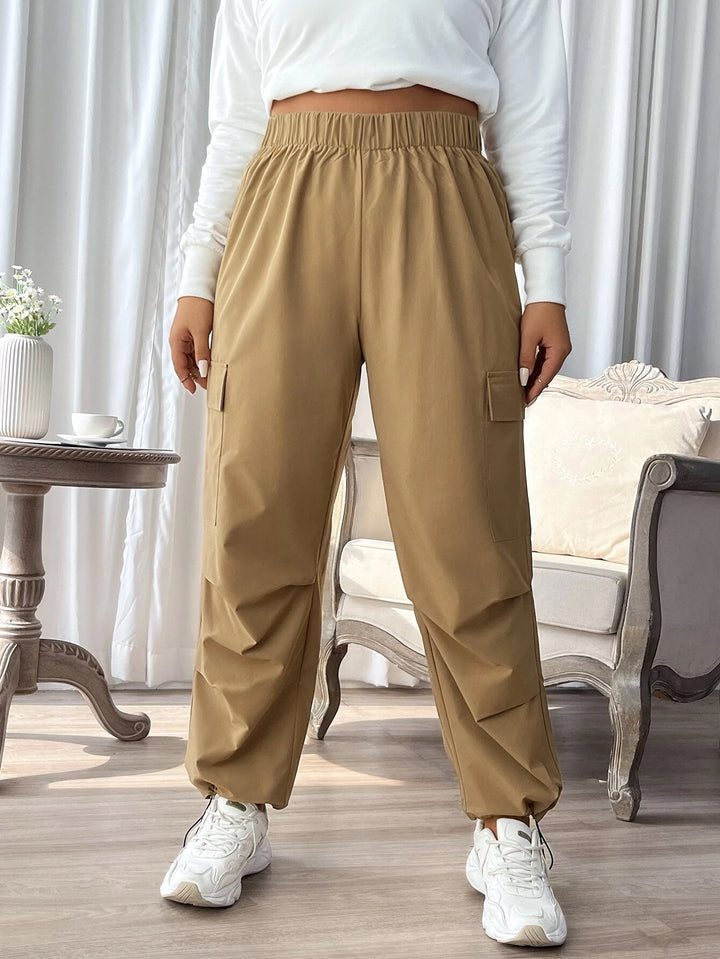 High Waist Flap Pocket Cargo Pants