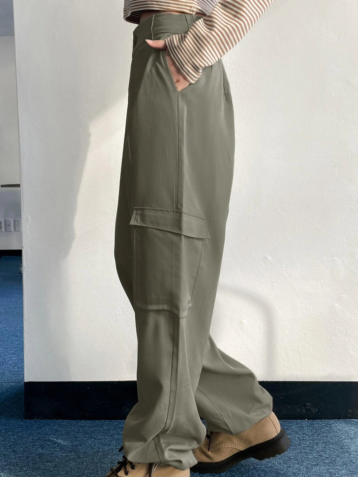 Flap Pocket Drawstring Hem Cargo Pants