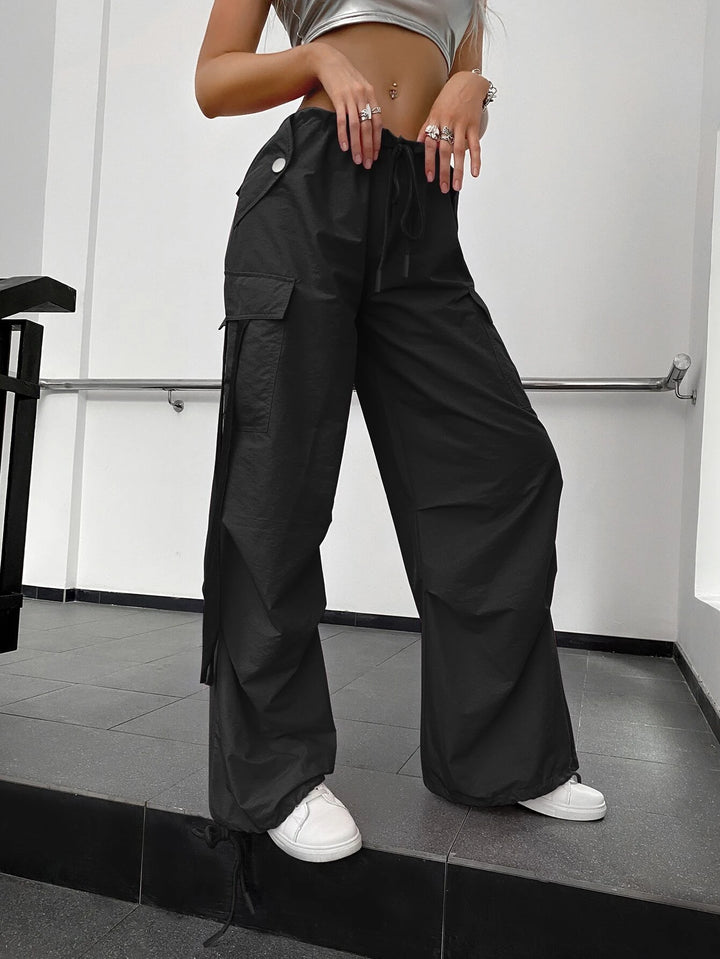 Long Fit Drawstring Waistline Pants