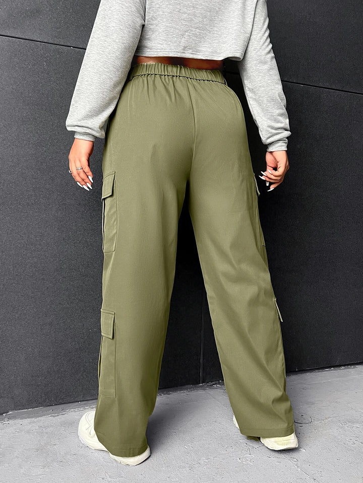 Plus High Rise Flap Pocket Cargo Pants