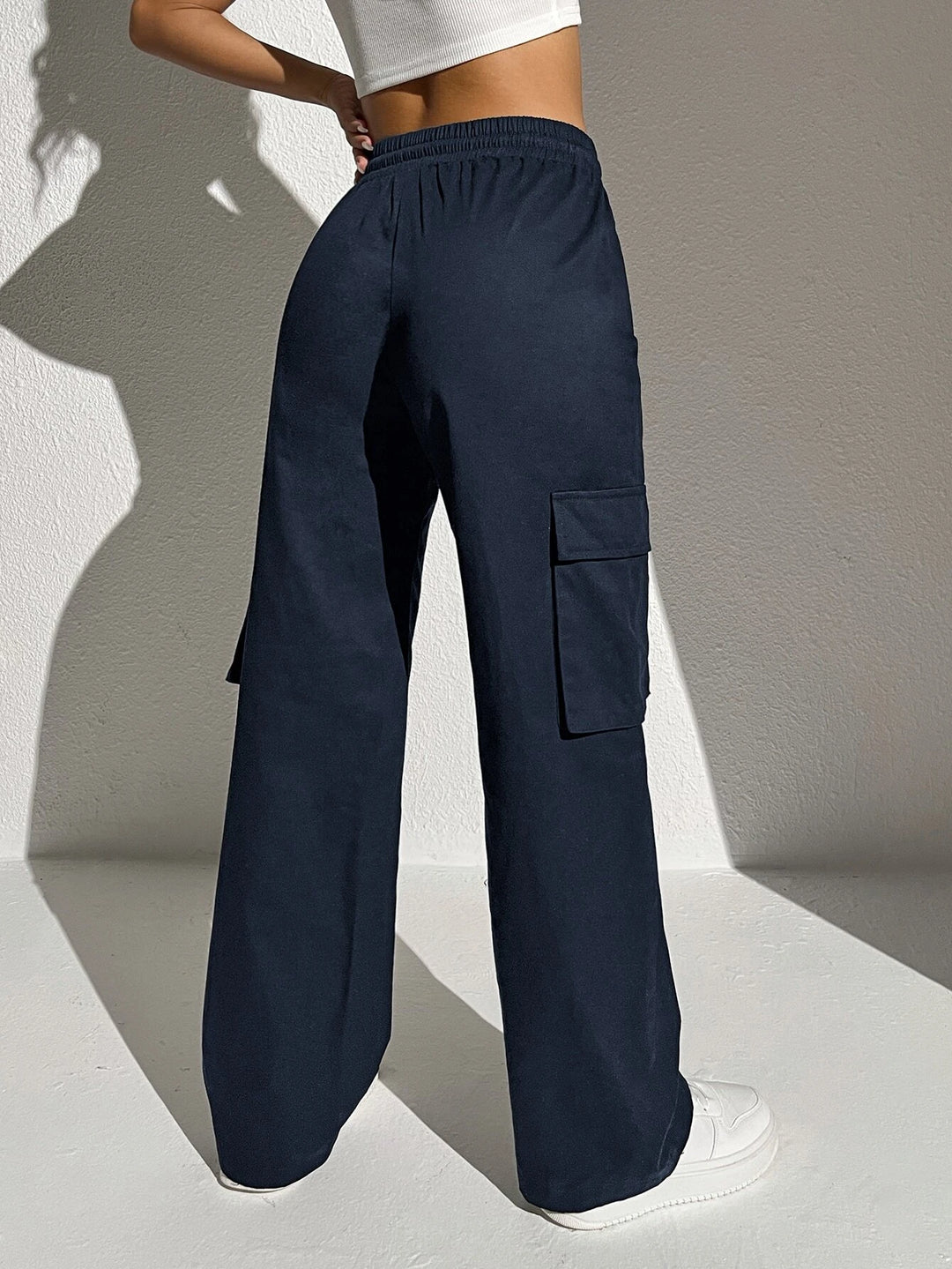 Plain Waist Cargo Pants