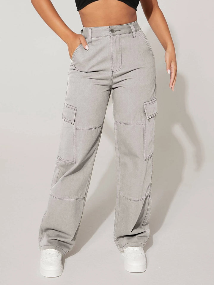 High Waist Cargo Jeans