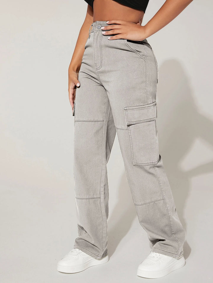 High Waist Cargo Jeans