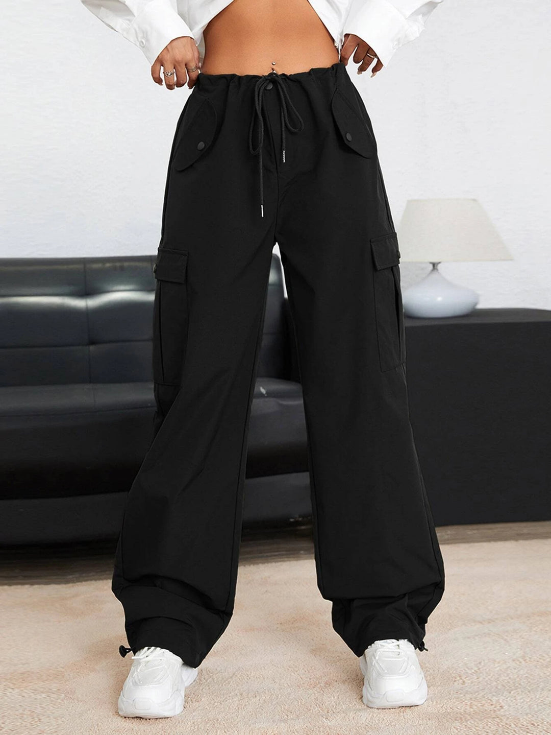 Casual Waist Parachute Pants