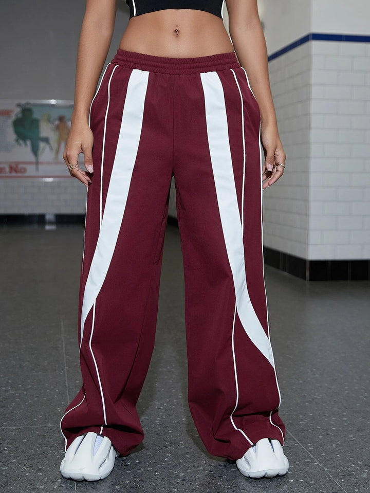 Contrast Piping Wide Pants