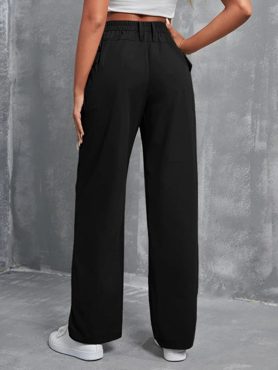 Side Pocket High Waist Flap Cargo Pants