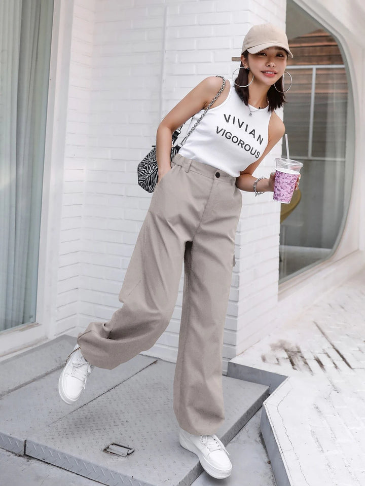 Flap Pocket Drawstring Hem Cargo Pants