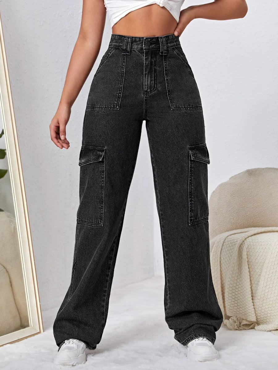 High Waist Side Pocket Jeans