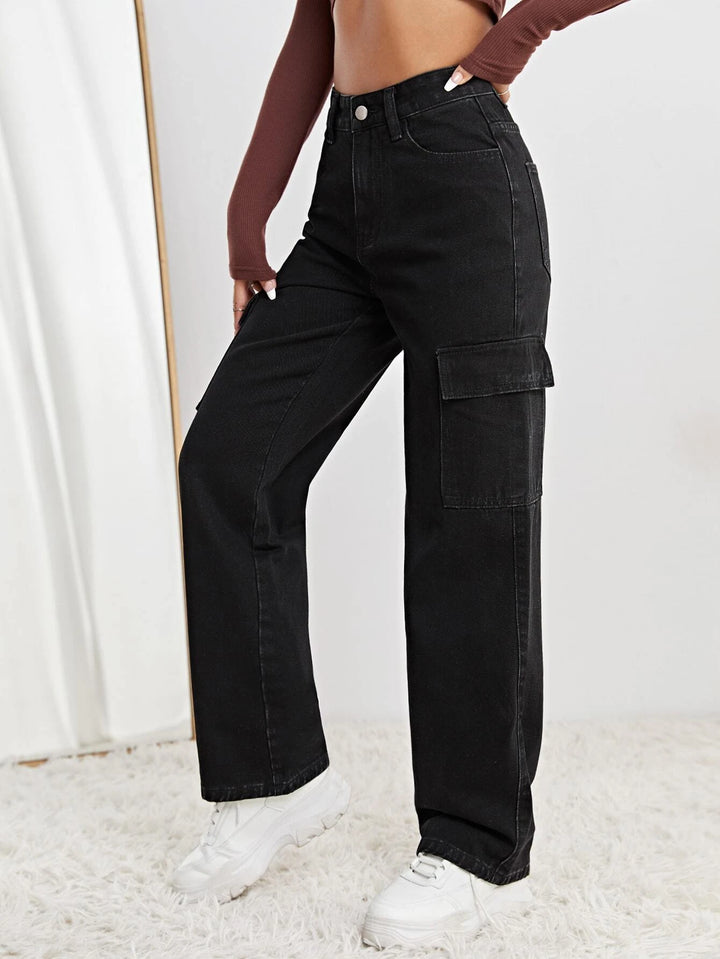 High Waist Straight Length Jeans