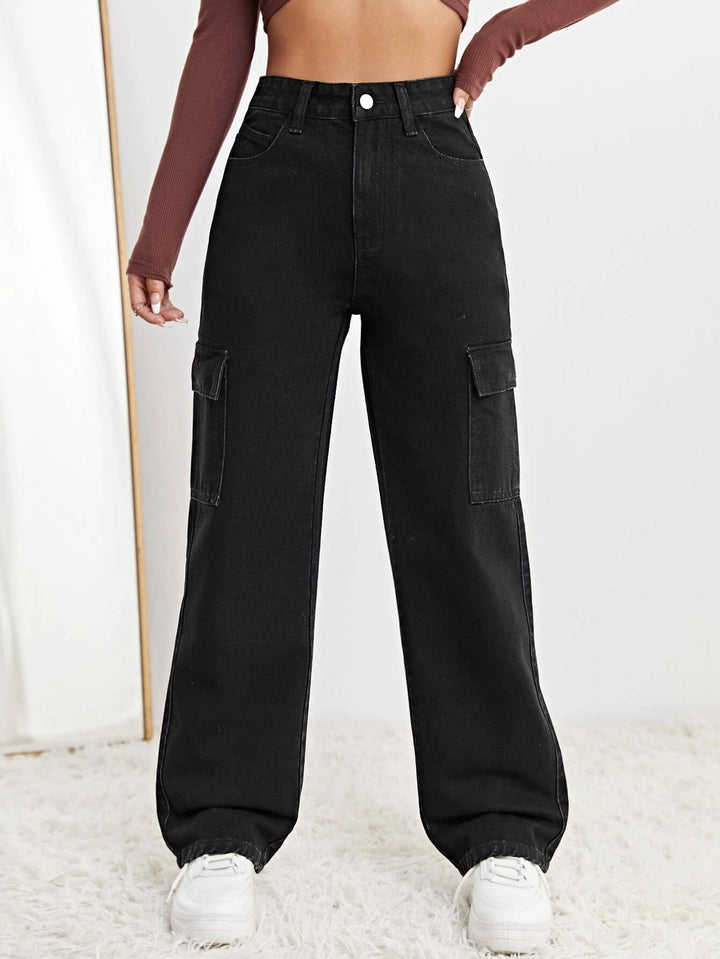 High Waist Straight Length Jeans
