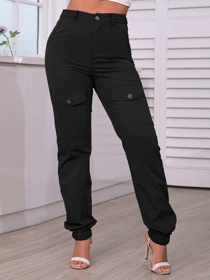 Flap Pocket High Rise Cargo Pants