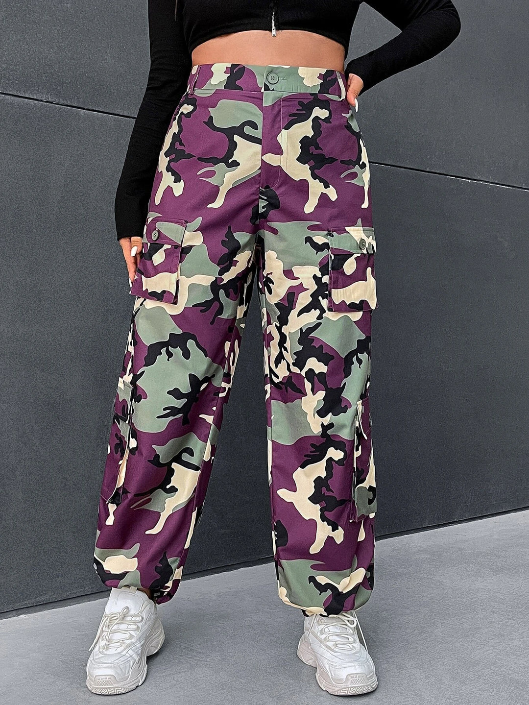 Printed Camo Cargo Pants