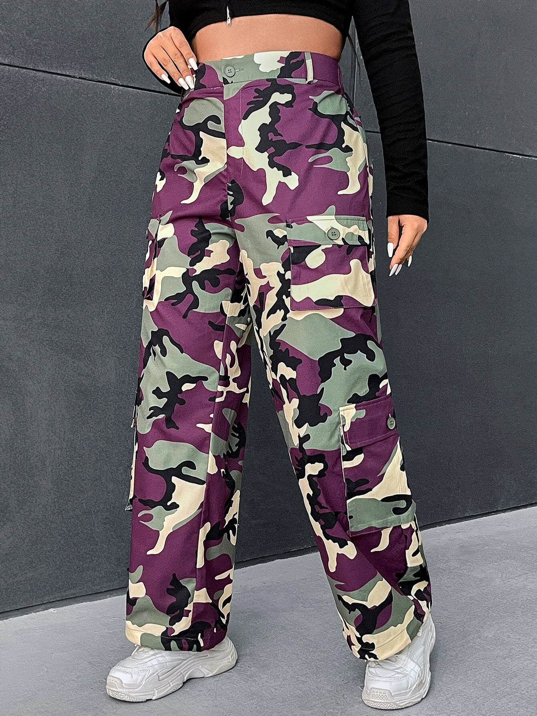 Printed Camo Cargo Pants