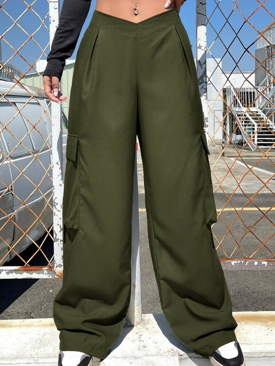 Long Pocket Side Cargo Pants