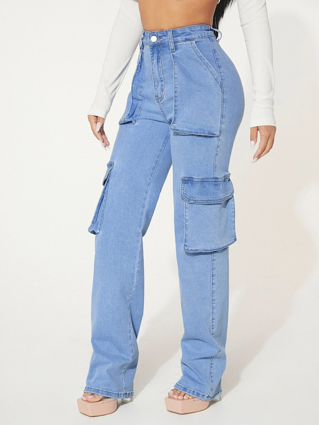 Zipper Pocket Cargo Jeans