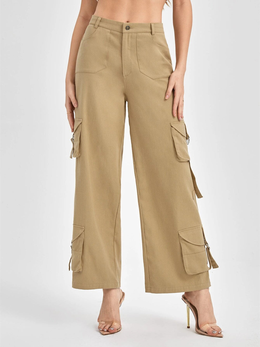 Flap Pocket Buckle Detail Cargo Pants